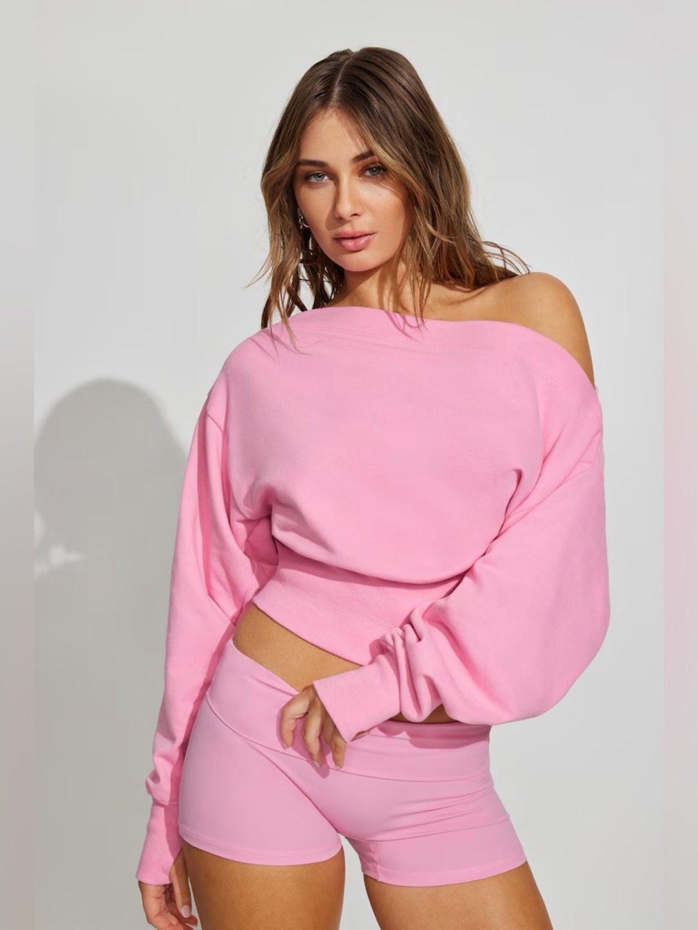 Garage Soft terry rib off shoulder sweater